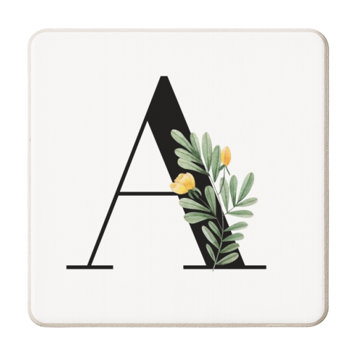 A Floral Letter Initial - personalised beer coaster by Toni Scott