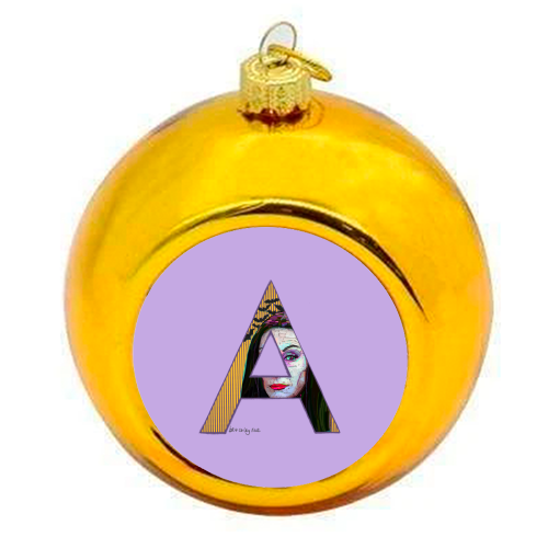 A is for Mrs Addams - colourful christmas bauble by Beverley Rae