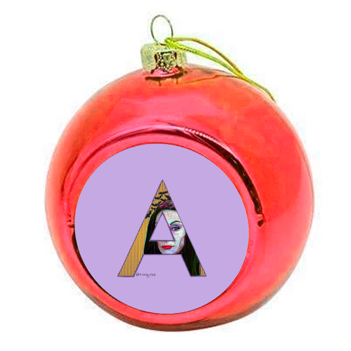 A is for Mrs Addams - colourful christmas bauble by Beverley Rae