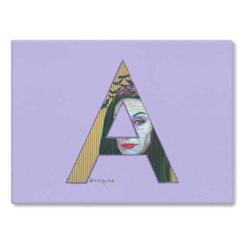A is for Mrs Addams - glass chopping board by Beverley Rae