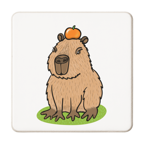 A lovely capybara - personalised beer coaster by PixieDrew