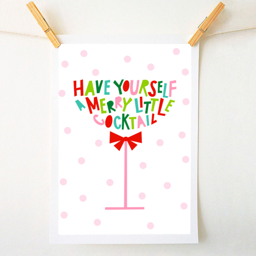 A Merry Little Cocktail • Typographic Christmas cut-out Art - A1 - A4 art print by Dominique Vari