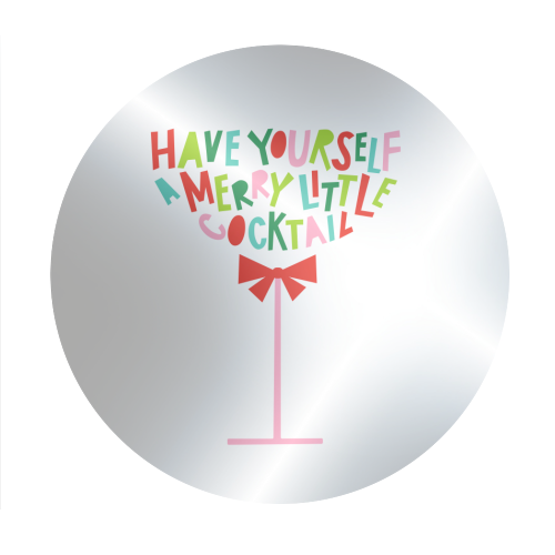 A Merry Little Cocktail • Typographic Christmas cut-out Art - Circle Sticker by Dominique Vari