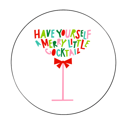 A Merry Little Cocktail • Typographic Christmas cut-out Art - Circle Sticker by Dominique Vari