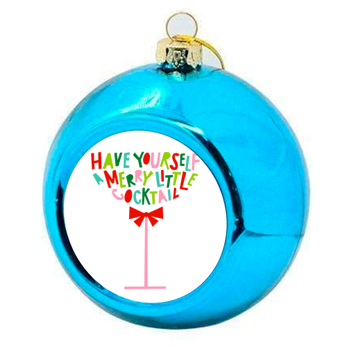 A Merry Little Cocktail • Typographic Christmas cut-out Art - colourful christmas bauble by Dominique Vari