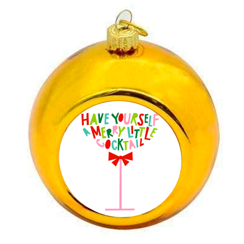 A Merry Little Cocktail • Typographic Christmas cut-out Art - colourful christmas bauble by Dominique Vari