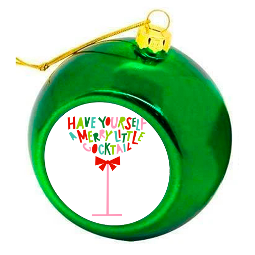 A Merry Little Cocktail • Typographic Christmas cut-out Art - colourful christmas bauble by Dominique Vari