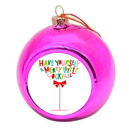A Merry Little Cocktail • Typographic Christmas cut-out Art - colourful christmas bauble by Dominique Vari