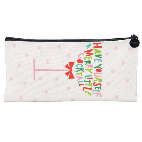 A Merry Little Cocktail • Typographic Christmas cut-out Art - flat pencil case by Dominique Vari
