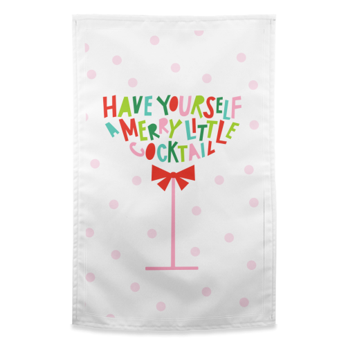 A Merry Little Cocktail • Typographic Christmas cut-out Art - funny tea towel by Dominique Vari
