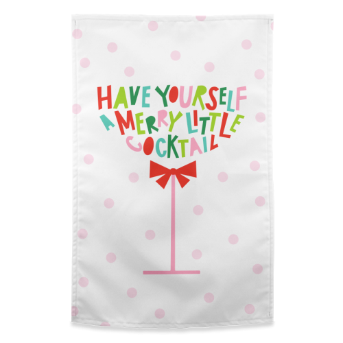 A Merry Little Cocktail • Typographic Christmas cut-out Art - funny tea towel by Dominique Vari