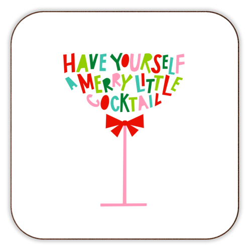 A Merry Little Cocktail • Typographic Christmas cut-out Art - personalised beer coaster by Dominique Vari