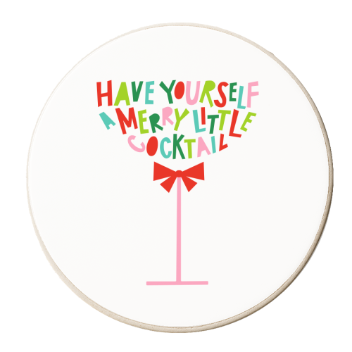 A Merry Little Cocktail • Typographic Christmas cut-out Art - personalised beer coaster by Dominique Vari