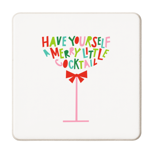 A Merry Little Cocktail • Typographic Christmas cut-out Art - personalised beer coaster by Dominique Vari