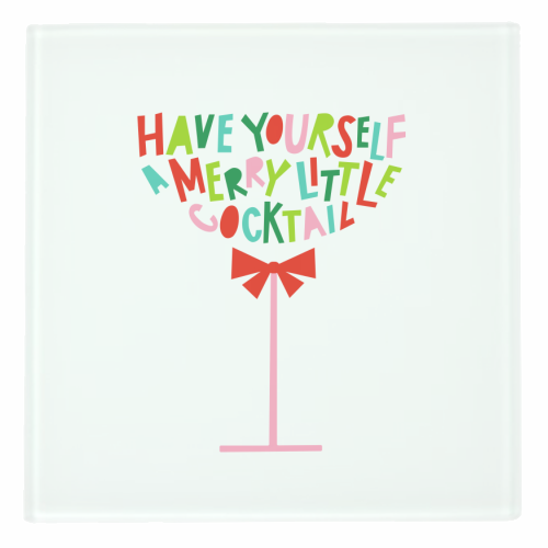 A Merry Little Cocktail • Typographic Christmas cut-out Art - personalised beer coaster by Dominique Vari