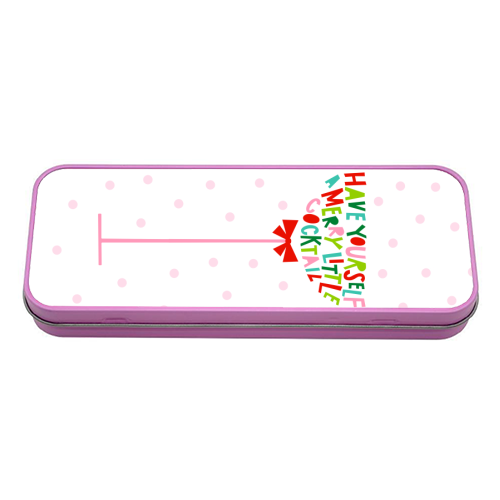 A Merry Little Cocktail • Typographic Christmas cut-out Art - tin pencil case by Dominique Vari