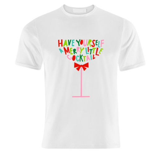 A Merry Little Cocktail • Typographic Christmas cut-out Art - unique t shirt by Dominique Vari