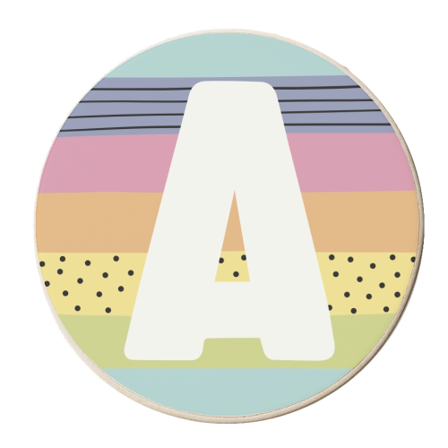 A - Modern Rainbow personalised initial - personalised beer coaster by Giddy Kipper