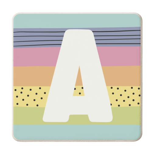 A - Modern Rainbow personalised initial - personalised beer coaster by Giddy Kipper