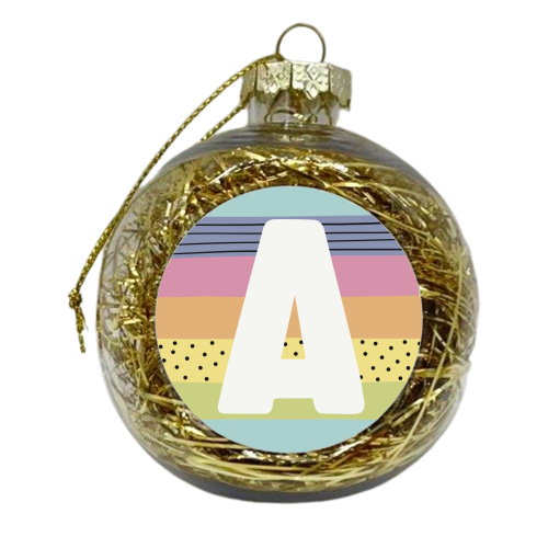 A - Modern Rainbow personalised initial - xmas bauble by Giddy Kipper