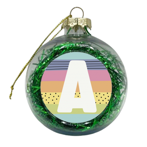 A - Modern Rainbow personalised initial - xmas bauble by Giddy Kipper