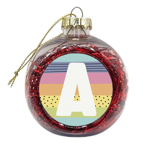 A - Modern Rainbow personalised initial - xmas bauble by Giddy Kipper