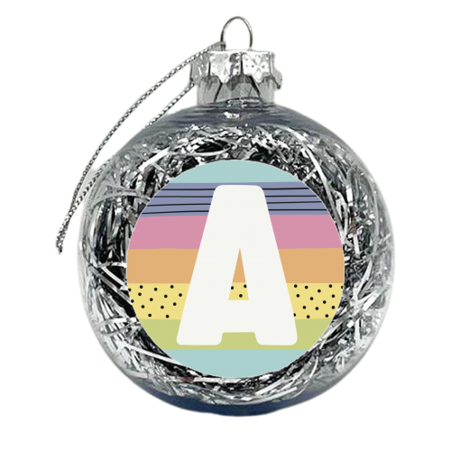 A - Modern Rainbow personalised initial - xmas bauble by Giddy Kipper