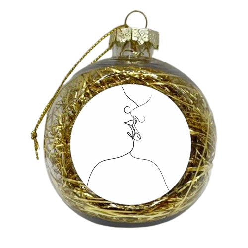 A Moment On The Lips Line Drawing - xmas bauble by Adam Regester