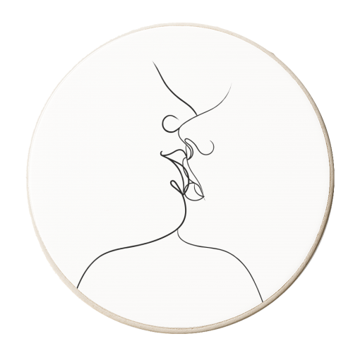 A Moment On The Lips Line Drawing - personalised beer coaster by Adam Regester