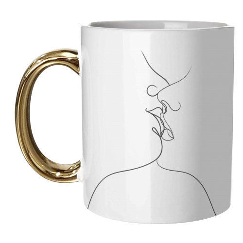 A Moment On The Lips Line Drawing - unique mug by Adam Regester