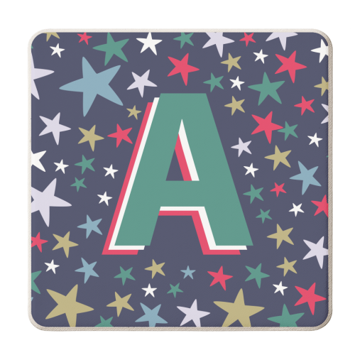 A on stars - personalised beer coaster by The Boy and the Bear