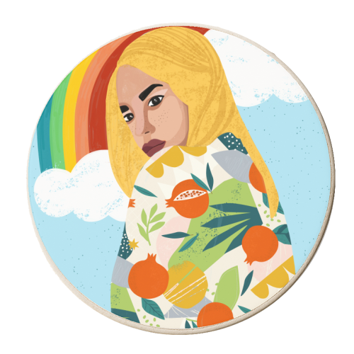 A Rainbow In Someone's Cloud - personalised beer coaster by Uma Prabhakar Gokhale