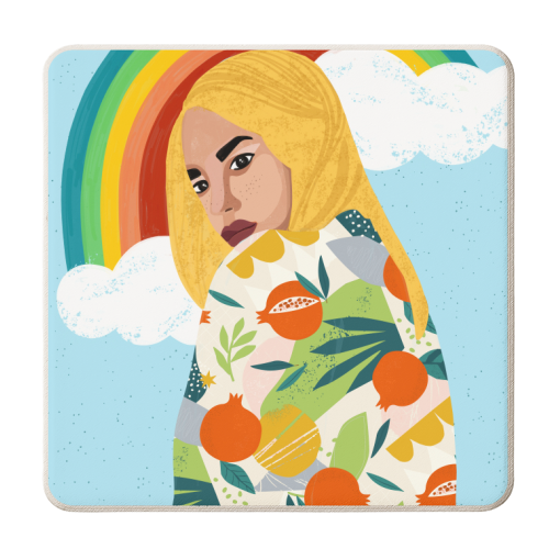 A Rainbow In Someone's Cloud - personalised beer coaster by Uma Prabhakar Gokhale