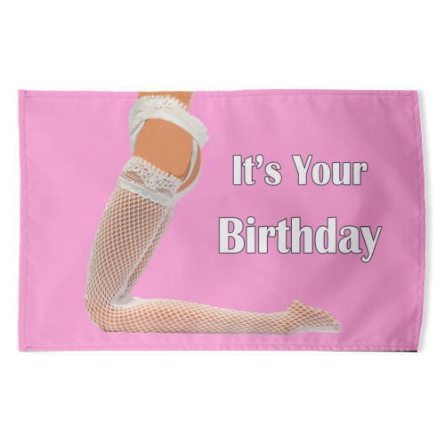 A Sexy Stockings Birthday - funny tea towel by David Bond