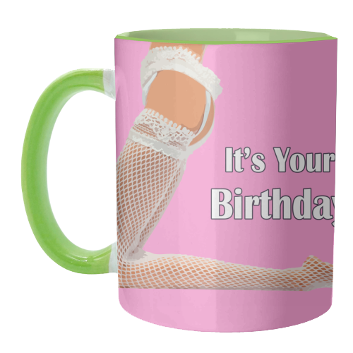 A Sexy Stockings Birthday - unique mug by David Bond