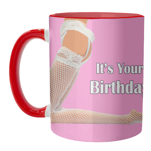 A Sexy Stockings Birthday - unique mug by David Bond