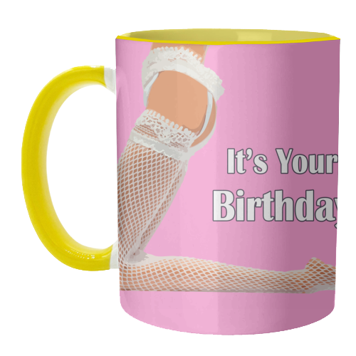 A Sexy Stockings Birthday - unique mug by David Bond