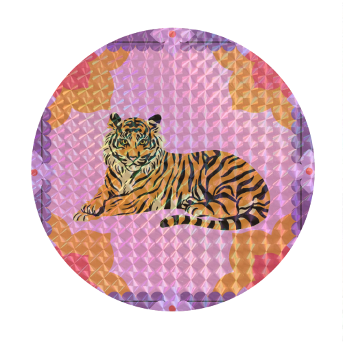 A Tiger Sits - Circle Sticker by Lilly Rose