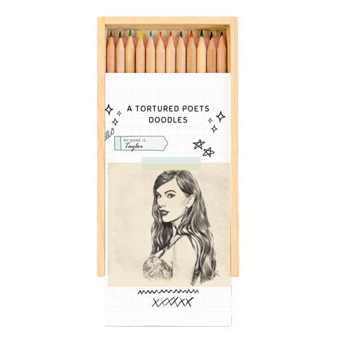 A Tortured Poets Doodles - Coloured Pencils with Box by DOLLY WOLFE