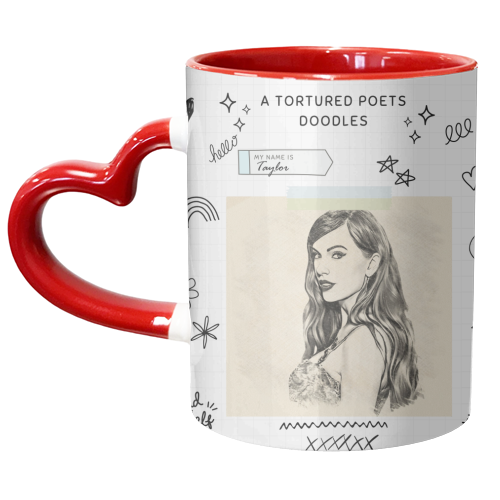 A Tortured Poets Doodles - unique mug by DOLLY WOLFE