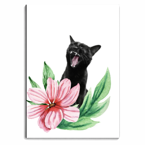 A yawning black cat - personalised A4, A5, A6 notebook by DejaReve