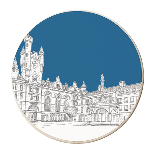 Aberdeen, Castle Street (Scotland) - dark blue version - personalised beer coaster by Adam Regester