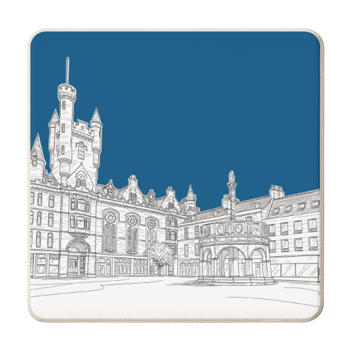 Aberdeen, Castle Street (Scotland) - dark blue version - personalised beer coaster by Adam Regester