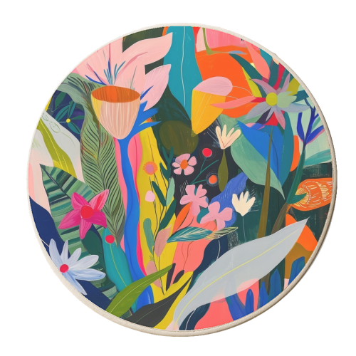 Abstract colorful plants - personalised beer coaster by DejaReve