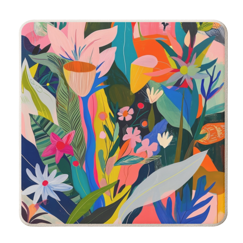Abstract colorful plants - personalised beer coaster by DejaReve