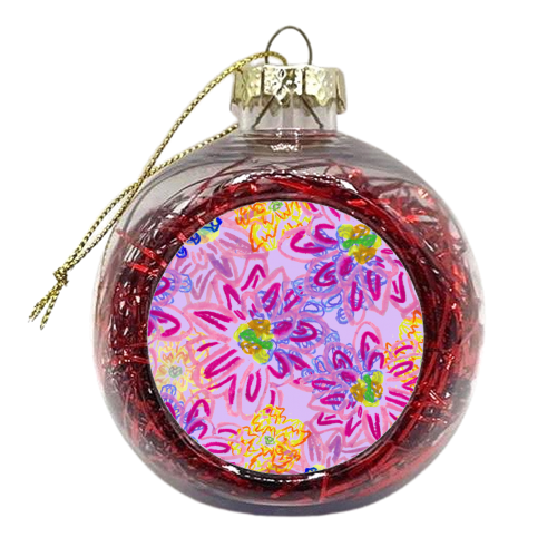 Abstract Oil Pastel Floral - xmas bauble by holly crerar