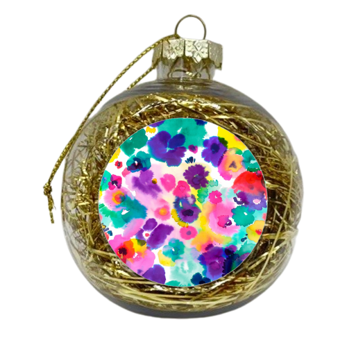 Abstract Watercolor Flowers - xmas bauble by Ninola Design