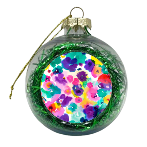 Abstract Watercolor Flowers - xmas bauble by Ninola Design