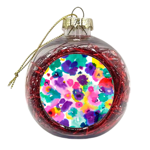 Abstract Watercolor Flowers - xmas bauble by Ninola Design