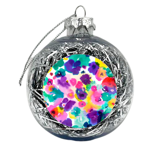 Abstract Watercolor Flowers - xmas bauble by Ninola Design